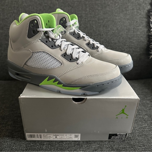 Jordan Shoes Nib Air Jordan 5 Retro Silver And Green Bean Poshmark